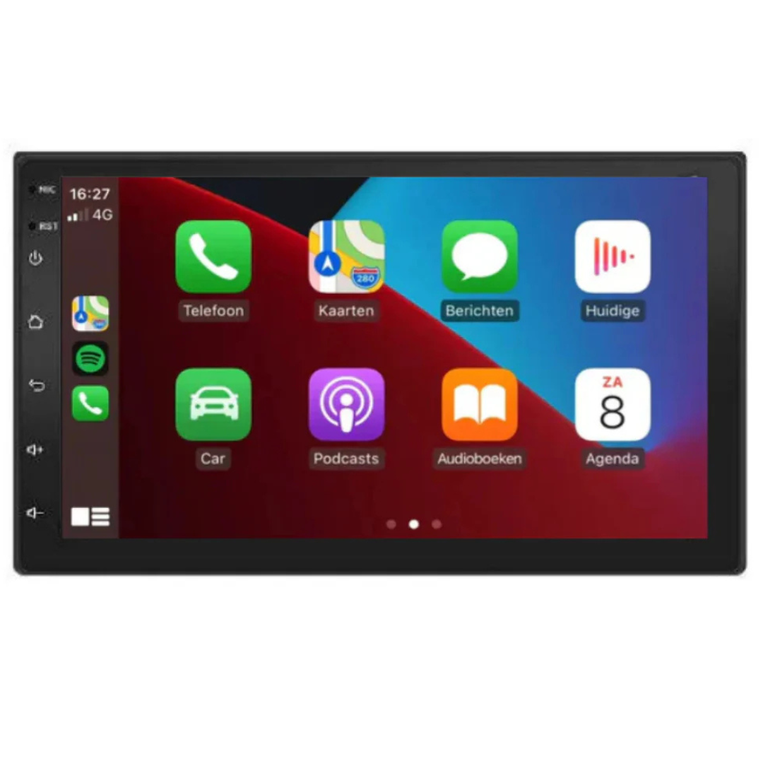 NHOPEEW 2-DIN Autoradio Met 7 Inch Touchscreen – Draadloze CarPlay & Android Auto, DAB+ Digitale Radio, Stuurbediening & HD Achteruitrijcamera Met 12 LED's