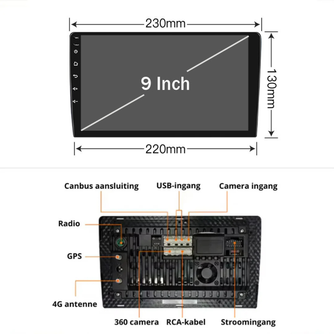 2din Autoradio 9 inch | Apple CarPlay & Android Auto