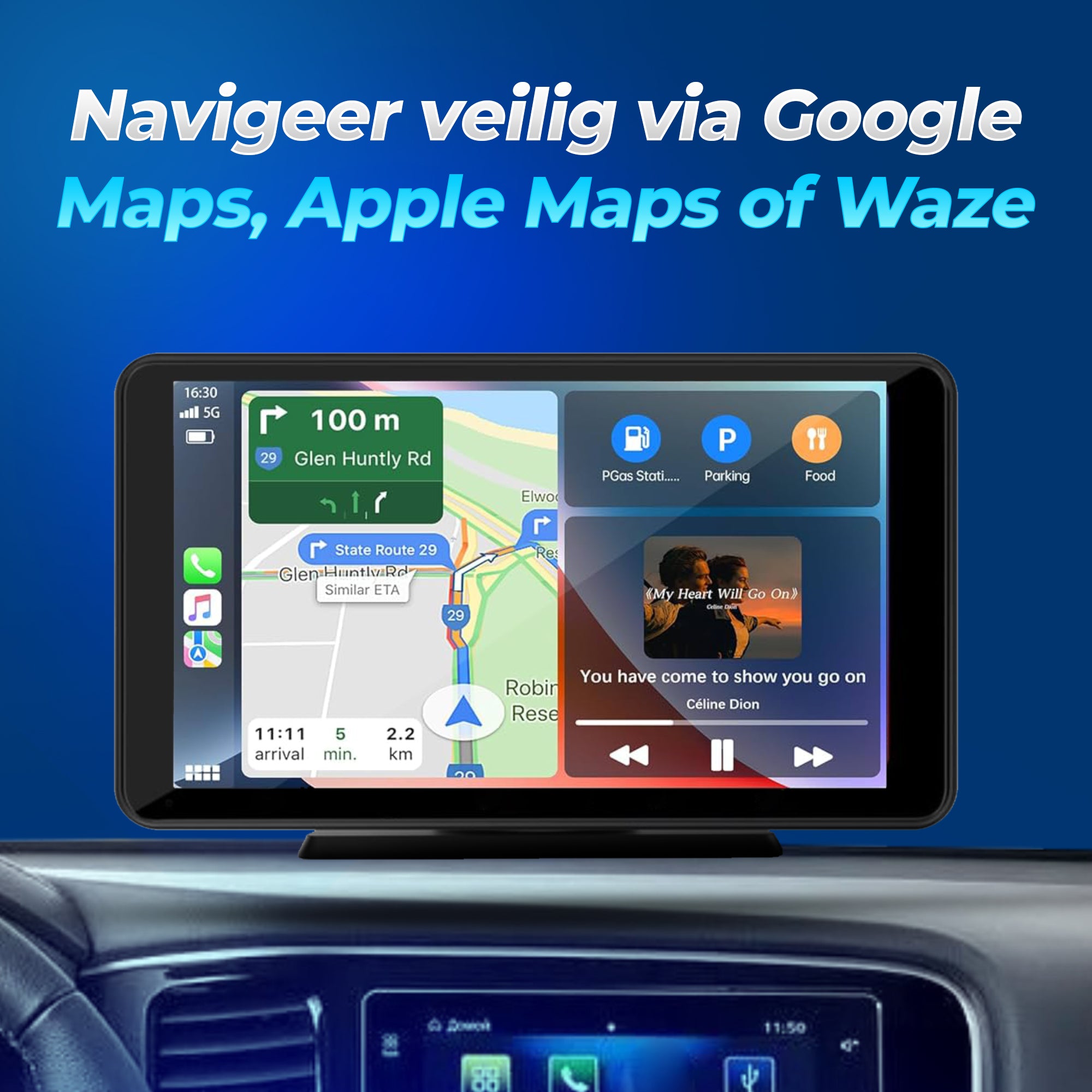 Android Auto scherm 9 inch met Apple CarPlay integratie – modern navigatiescherm auto