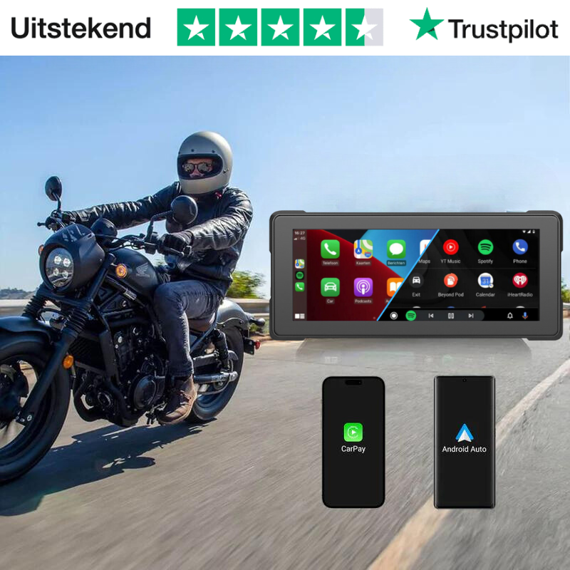 Motor GPS met Apple CarPlay en Android Auto voor stembediening en navigatie