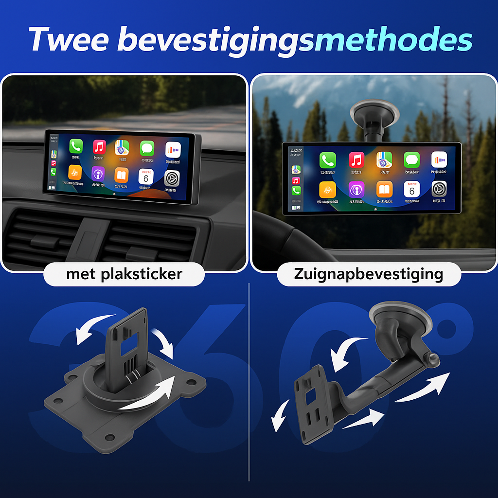 Los Apple CarPlay scherm 9.3 inch – groot android auto scherm voor universele montage