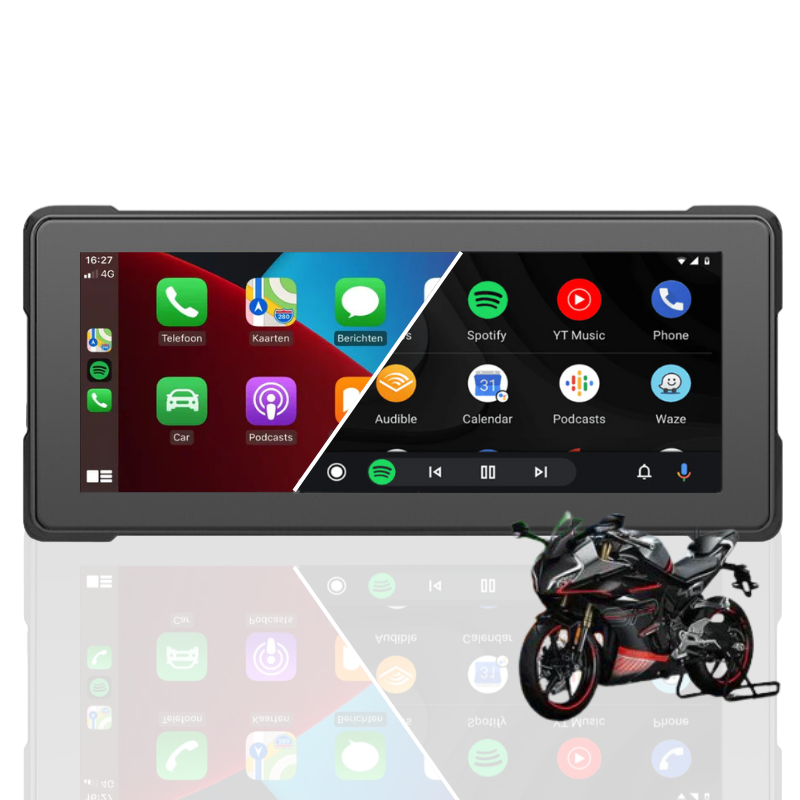 Navigatiescherm motor met Apple CarPlay en Android Auto integratie voor routeplanning