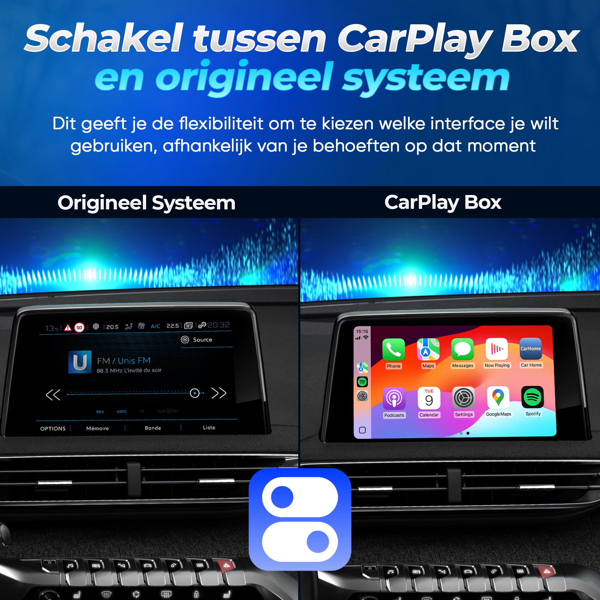 Veilig handsfree bellen en navigeren met Peugeot CarPlay Box