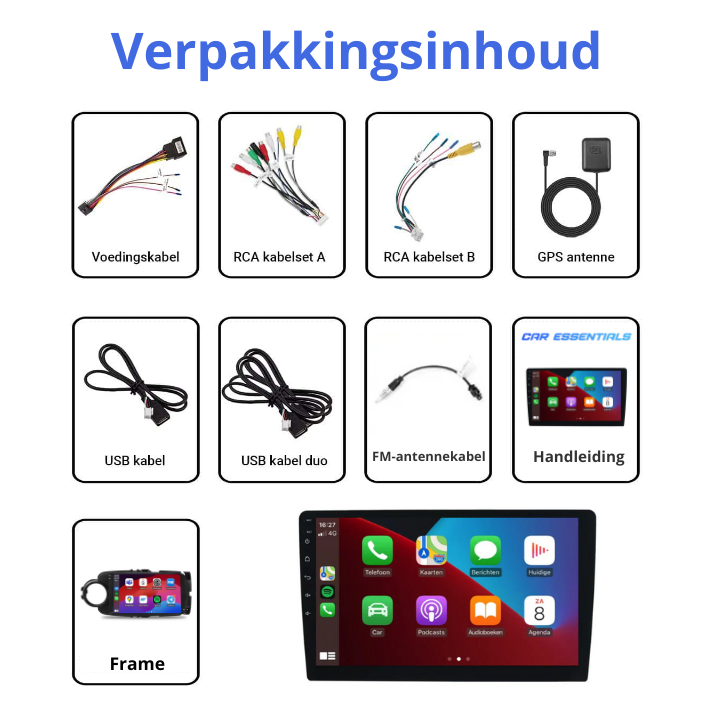 Verpakkingsinhoud CarPlay radio Toyota Yaris
