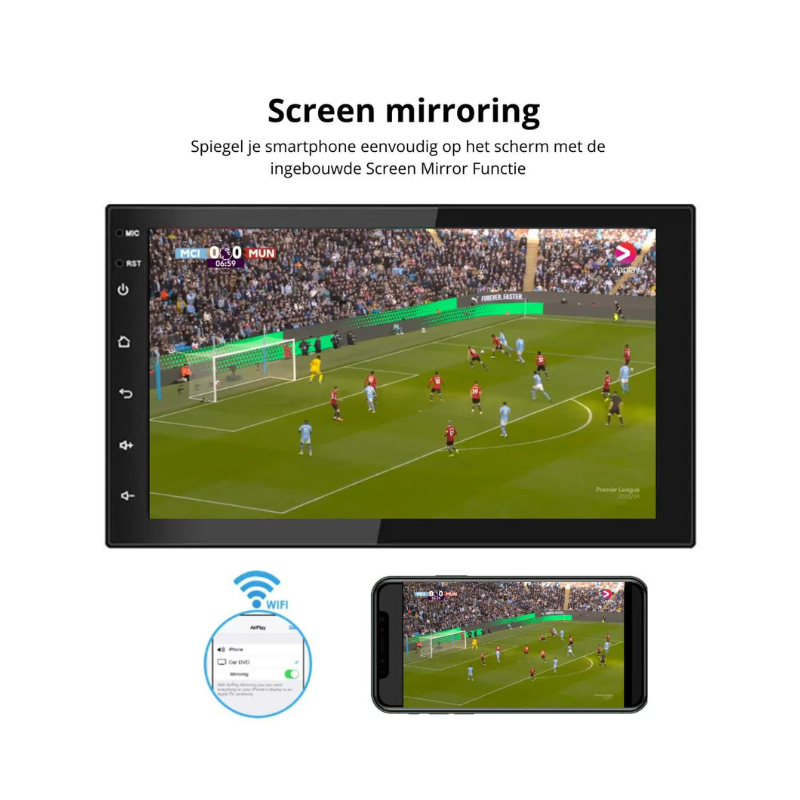 1 din android autoradio met HD-scherm en wifi-connectiviteit