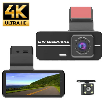 4K dashcam van Car Essentials met haarscherpe Ultra HD-beeldkwaliteit voor veilig autorijden.
