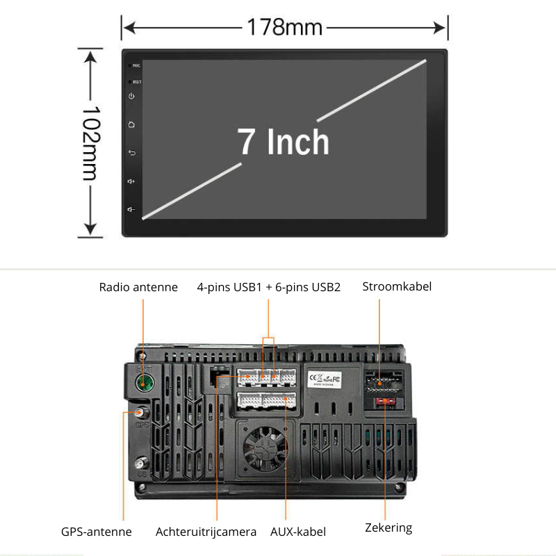 Compacte 2 din carplay radio met intuïtieve bediening