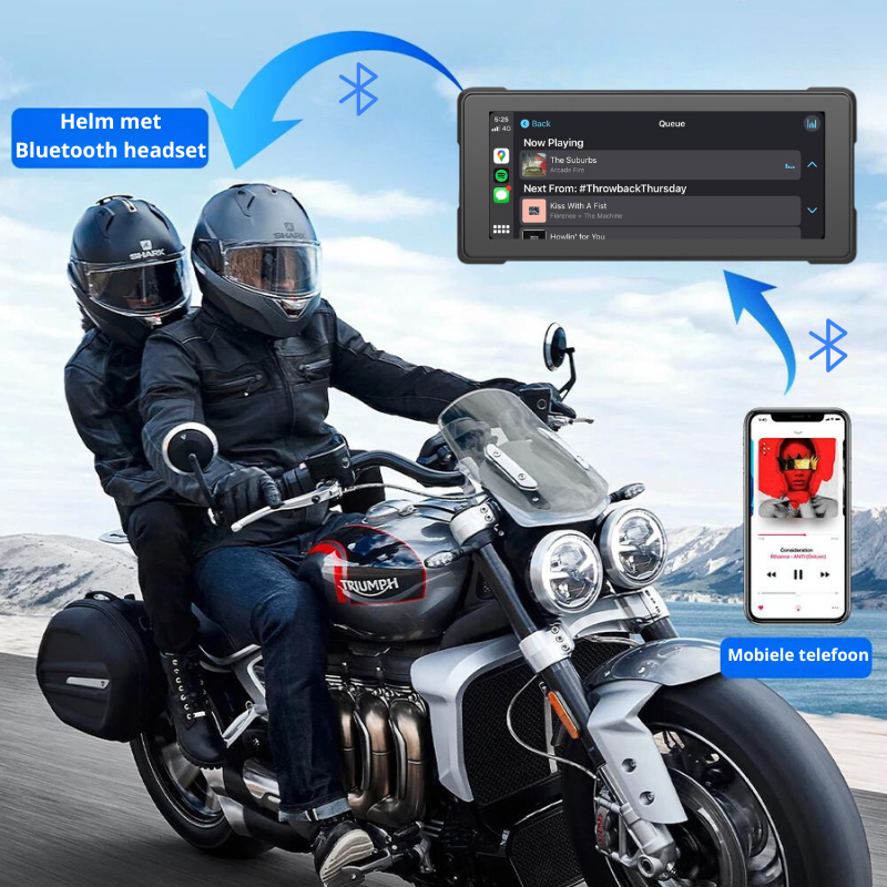 Draadloos motor navigatiescherm met smartphone connectiviteit via Apple CarPlay en Android Auto
