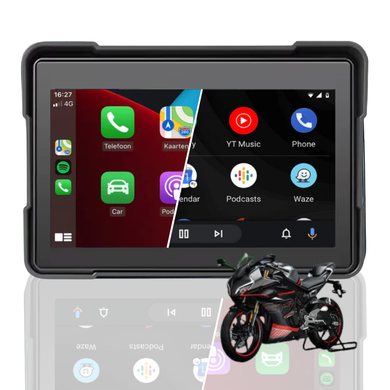 Motor GPS navigatie met Apple CarPlay en Android Auto compatibiliteit