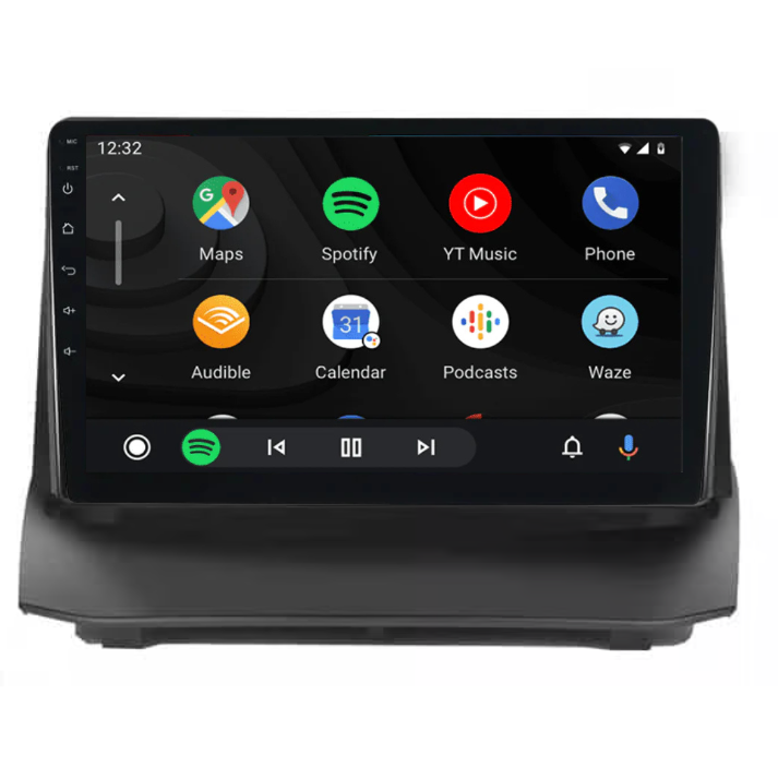 Scherm van Ford Fiesta radio met Apple CarPlay en Android Auto apps