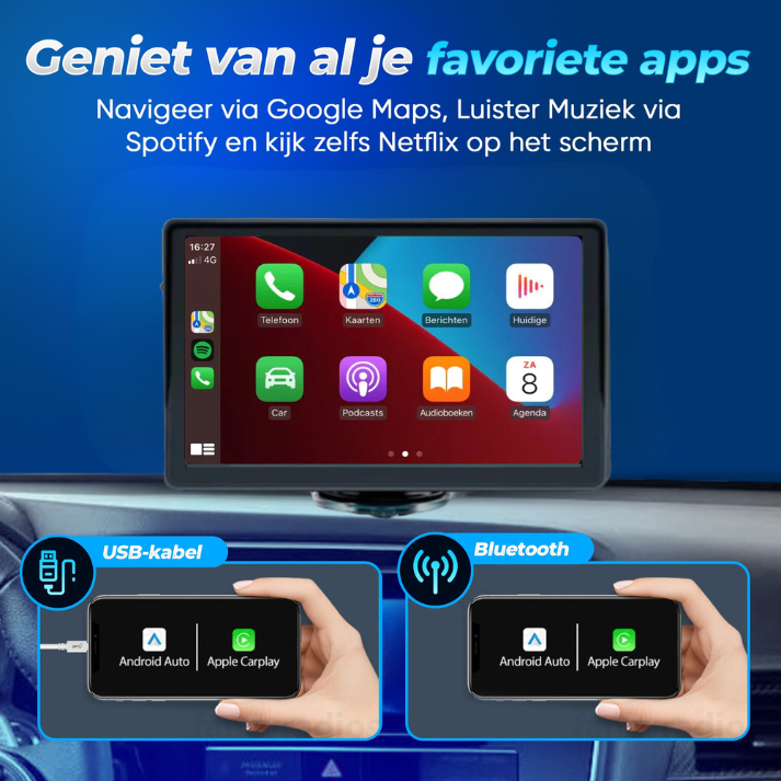 Apple CarPlay scherm 7 inch los scherm voor elke auto – eenvoudig installeren