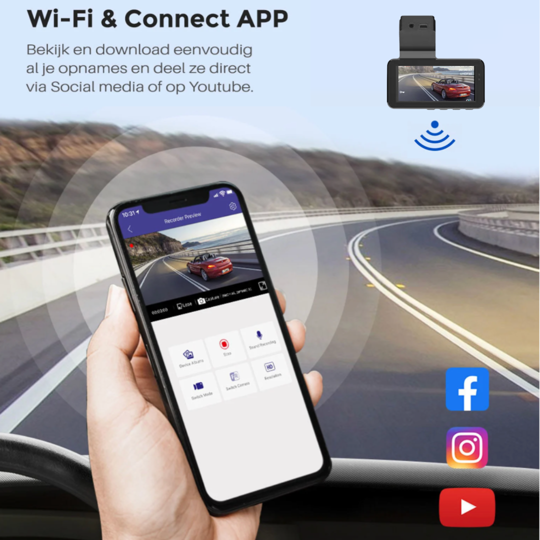 Car Essentials 4K dashcam voor haarscherpe video’s en betrouwbare bescherming onderweg.

