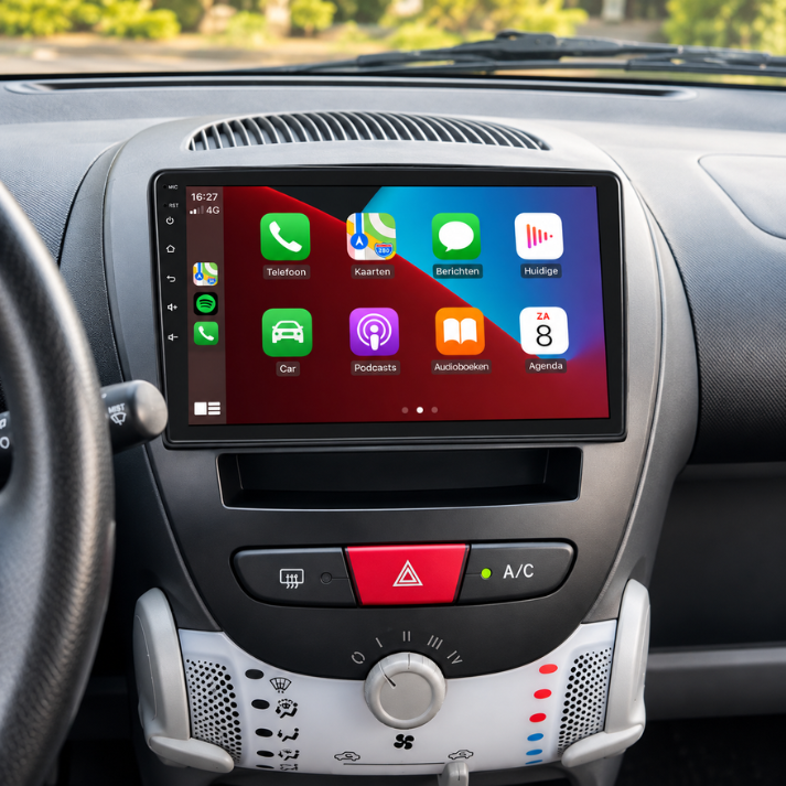 CarPlay autoradio ingebouwd in Toyota Aygo, Peugeot 107 en Citroën C1