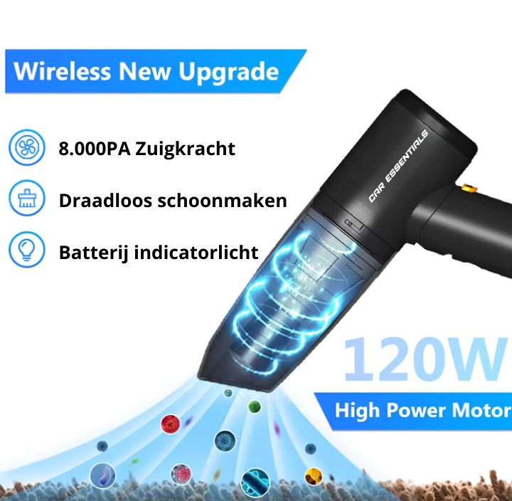 Draadloze Auto Stofzuiger - Zwart