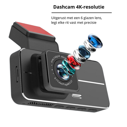 4K dashcam met GPS-functionaliteit om locatie en snelheid nauwkeurig vast te leggen.

