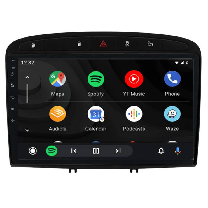 Navigatie via Apple CarPlay en Android Auto op het touchscreen van de Peugeot 308 radio