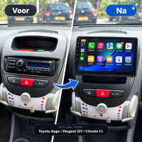 Voor en na installatie van CarPlay radio in Toyota Aygo