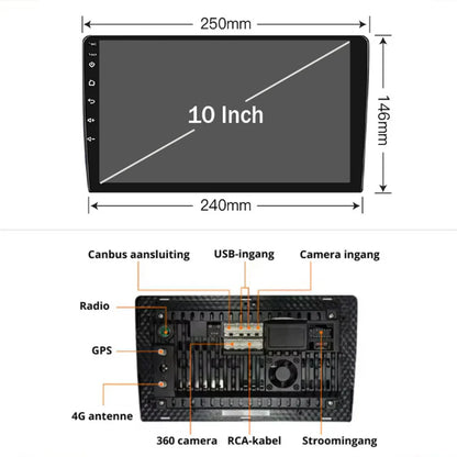 Close-up van 10 inch touchscreen autoradio voor Golf 7