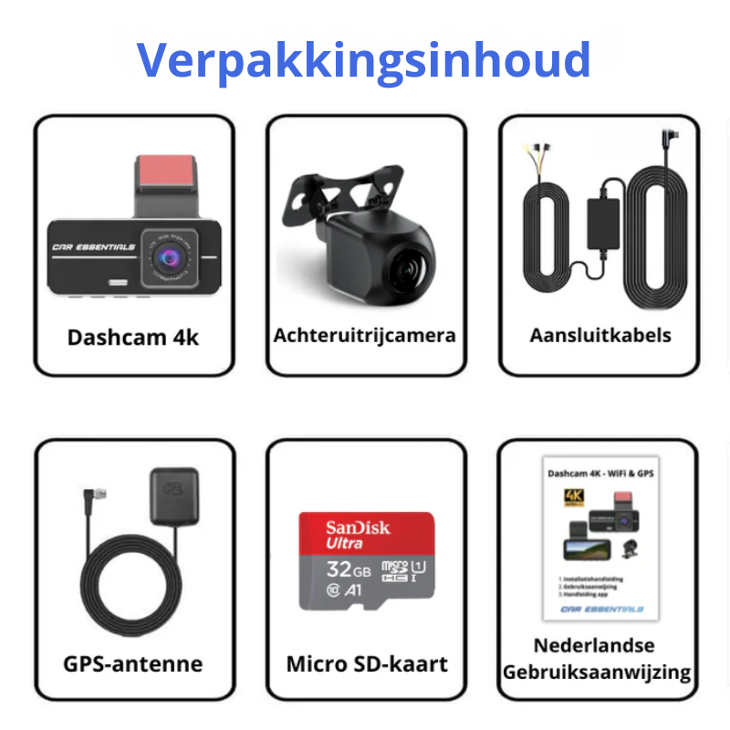Slimme dashcam met Wi-Fi connectiviteit en mobiele app om beelden direct te downloaden en delen op social media
